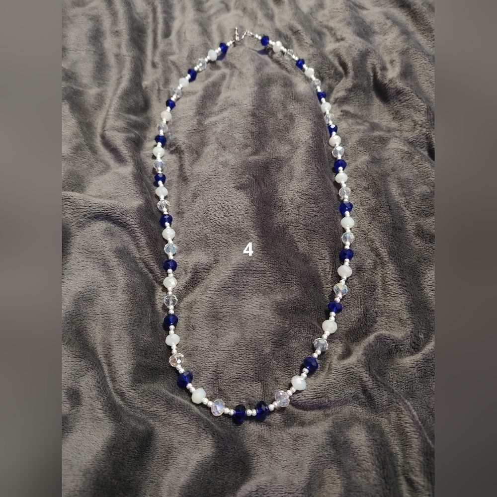 Elegant Blue and White Beaded Necklace